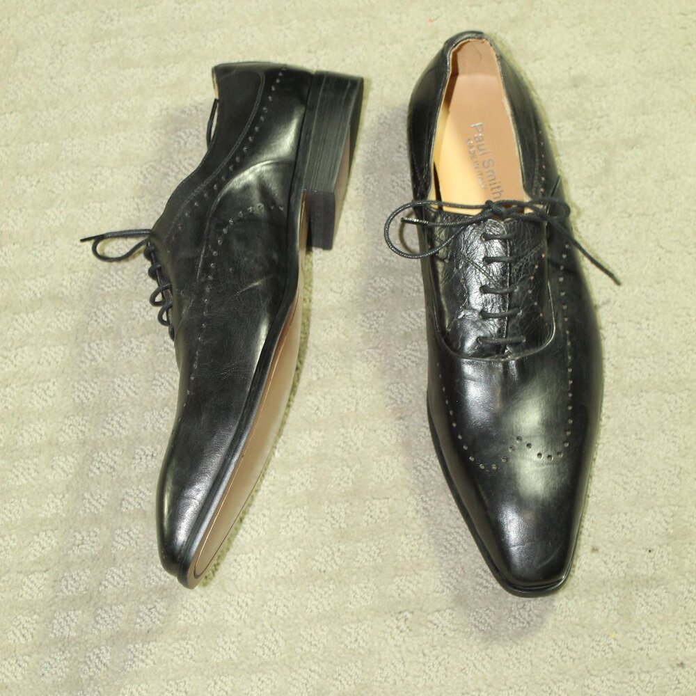 NEW Paul Smith Men's 11 / 45 Black Leather Oxfords Shoes Made in Italy